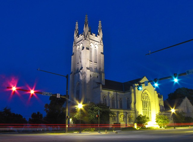 First United Methodist Church at night