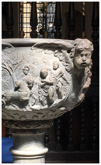 The glorious carved marble font at St Margaret Lothbury, City of London.