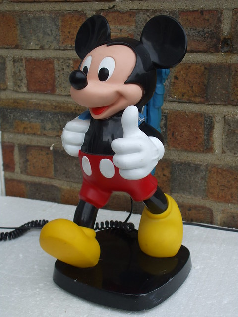 Vintage Kitsch Plastic Mickey Mouse Telephone Retro Technology