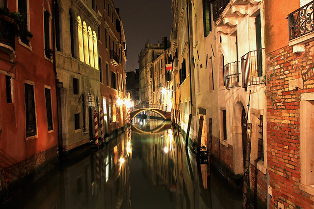 Night time street reflections - Venice 2014