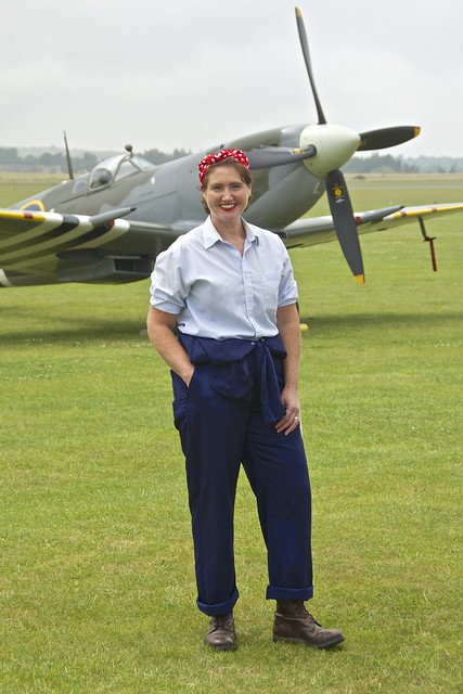 Spitfire IX and Reenactor, Flying Legends, 2014