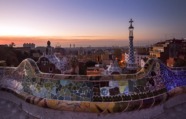 Sunrise over Gaudi's Barcelona