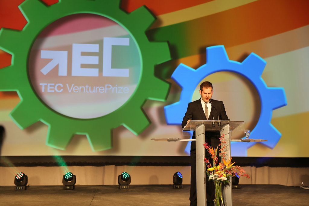 Emcee Ryan Jespersen at the 2014 TEC VenturePrize ceremony, put on by TEC Edmonton