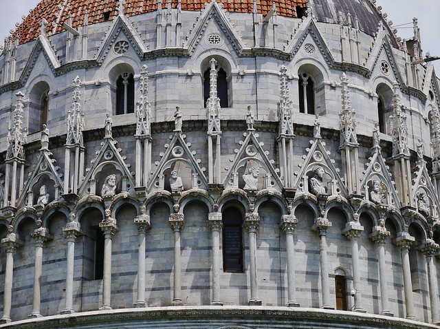 The Pisa Baptistry facade closeup