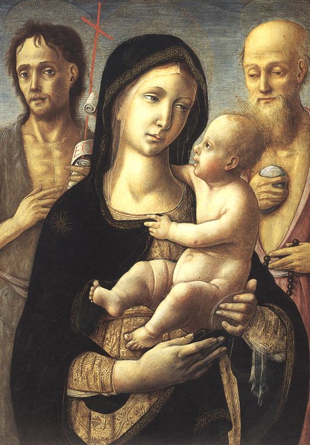 Pietro di Francesco Orioli (1458-1496) - Madonna col Bambino e i santi Giovanni Battista e Girolamo