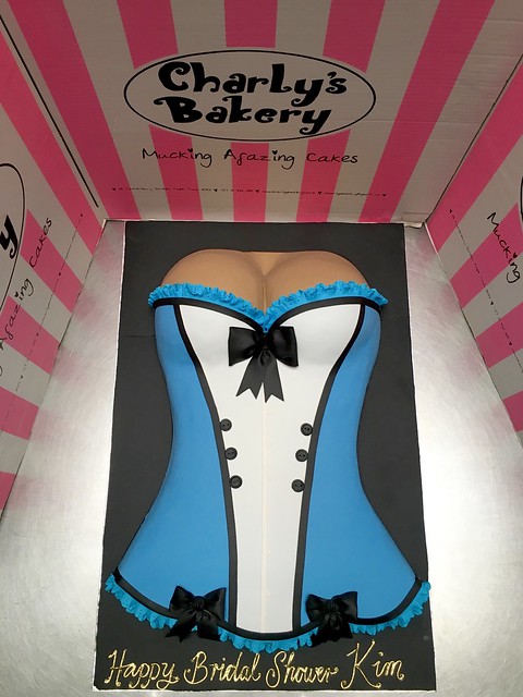 3D Alice in Wonderland-themed Corset cake (including sexy cleavage) for Bridal Shower/Bachelorette Party