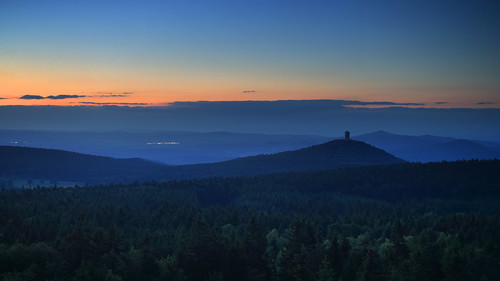 Dusk on the Longest Day of the Year by fksr, The view from the Böhmerwaldturm, an observation tower in Stadlern, Bavaria, at about 10pm on the ev