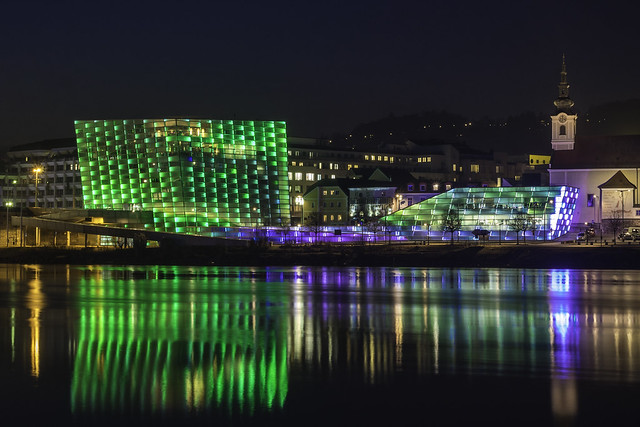 Ars Electronica Center in the evening