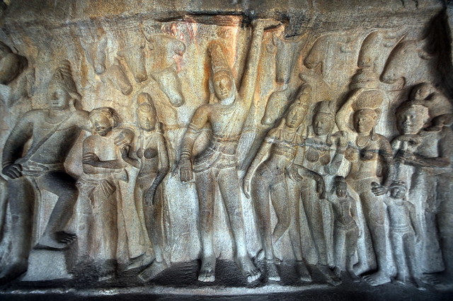 India - Tamil Nadu - Mamallapuram - Panchapandava Cave Temple - Bas Relief - 31