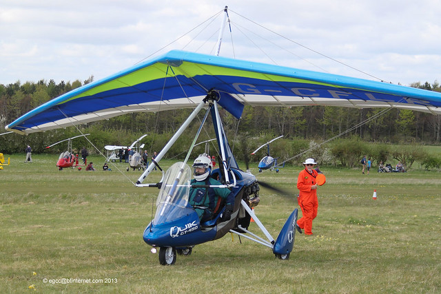 G-CFLR - 2008 build P & M Aviation Quik GT450, arriving at Popham during the 2013 Microlight Trade Fair