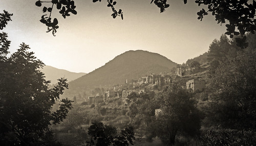 Vintage looks by VillaRhapsody, morning houses summer monochrome sunrise greek dawn ruins village deserted fethiye kayaköy levissi k
