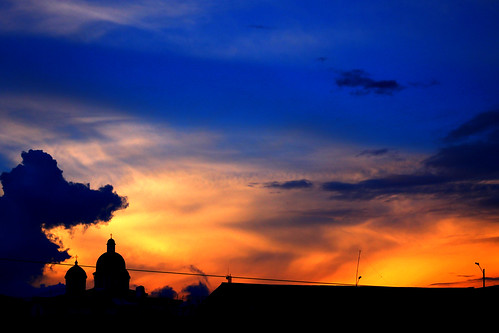 azul atardecer cielo silueta naranja nube antioquia