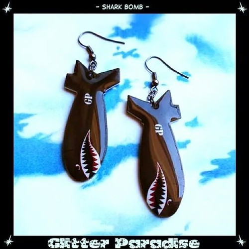 Shark Bombs Earrings  Get yours At  www.glitterparadise.com  #GlitterParadise #jewelrydesigner #jewelryaddict #jewelryoftheday #jewelryartist #PinupFashion #PinupStyle #Pinupjewelry #PinupStyle #retrostyle #Earringsoftheday #Retro #vintagewar #retrowar # | by glitterparadise