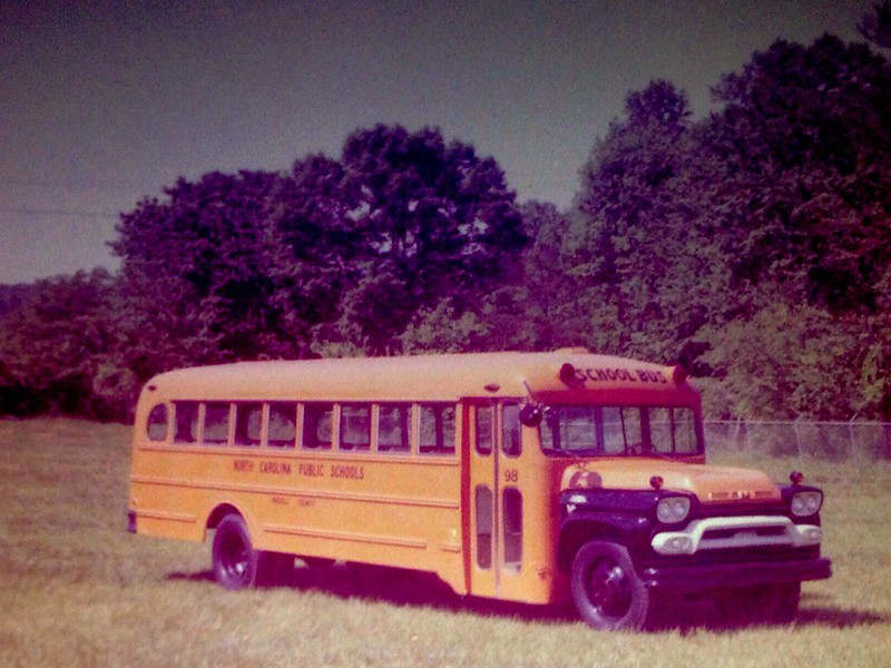 THOMAS BUILT BUS, 1960 GMC NC School Bus, Omaha Orange.  Digitized from print.