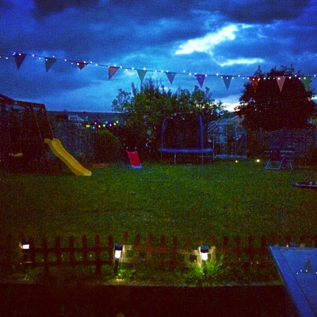 Beautiful day in the garden, BBQ done, lights up and a relaxing evening with my love.