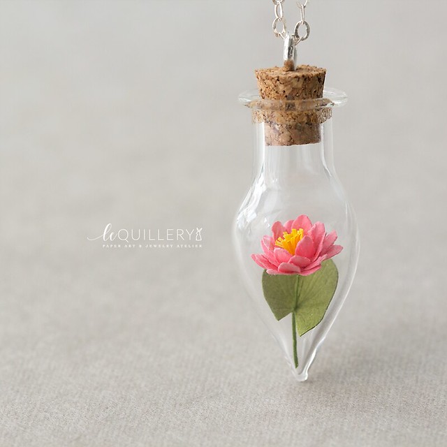 Le Quillery Paper Water Lily Vial Pendant