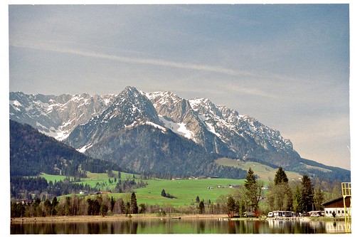 scans film negative old alps alpen austria österreich walchsee see lake mountains snow