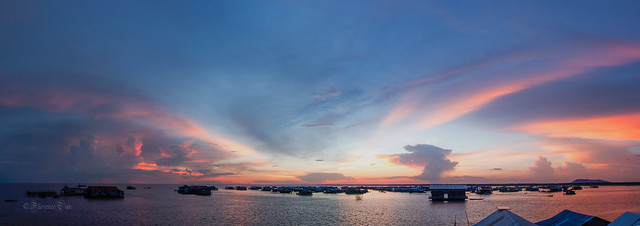sunset at Tongle Sap Lake, Cambodia