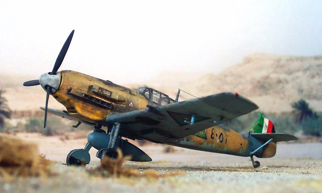 1:72 Messerschmitt Bf 109 E-7/trop.; Iraqi Air Force (القوة الجوية العراقية; Al Quwwa al Jawwiya al Iraqiya) aircraft '٤٠٥٣ (4053)', part of German Luftwaffe's 'Fliegerführer Irak'/'Sonderkommando Junck'; Mosul (Iraq), May 1941 (Whif - Hobby Boss kit)