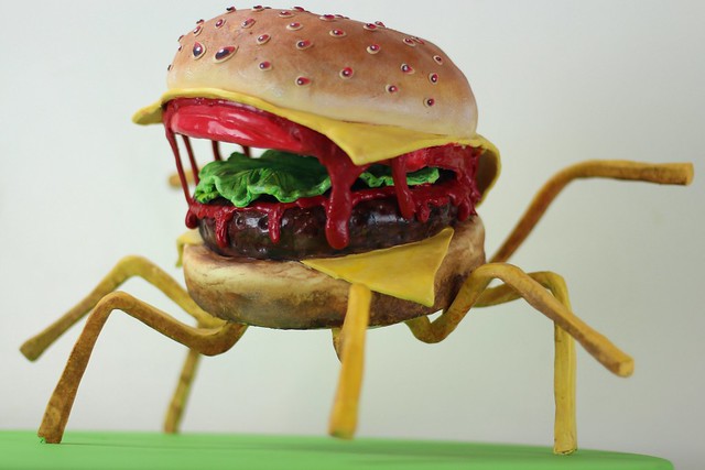 Cloudy with a chance of meatballs 2 cake, cheeseburger spider