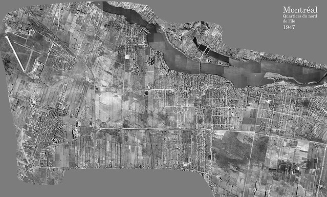 Quartiers du nord de Montréal, vue aérienne 1947 - fichier 12000 x 7209 pixels