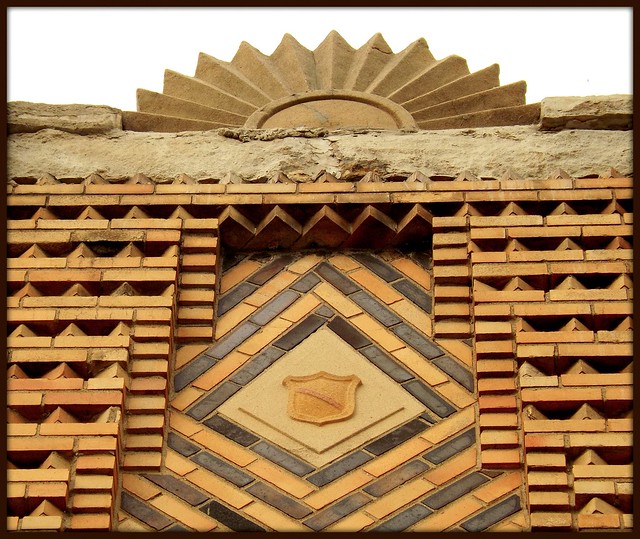 Detail: Art Deco Roofline, Sunburst and Pattern Brick, East Jefferson Avenue--Detroit MI