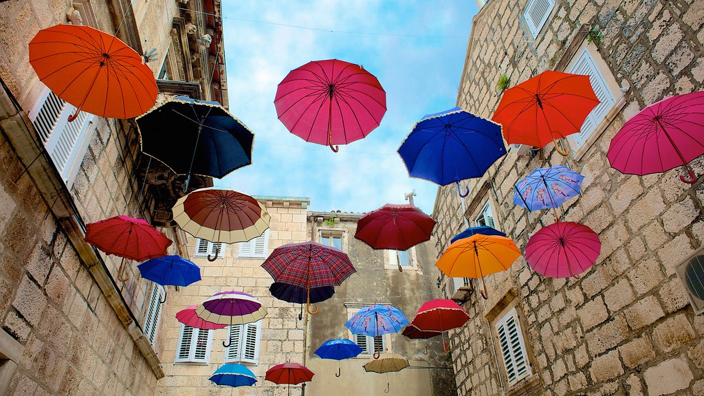 raining umbrella