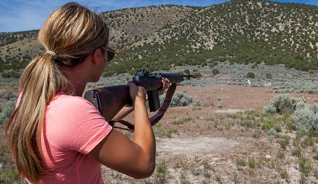 Bailee on the range with the M-14.