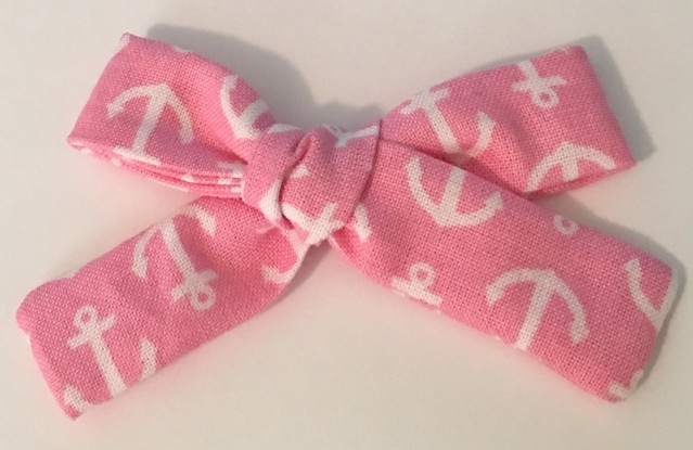 Pink and White Anchors Baby Hair Bow...