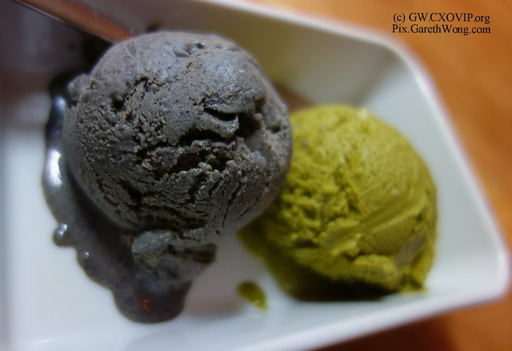gorgeous black sesame & green tea home made ice cream at Restaurant Tsubame from RAW _DSC3099 by garethwong