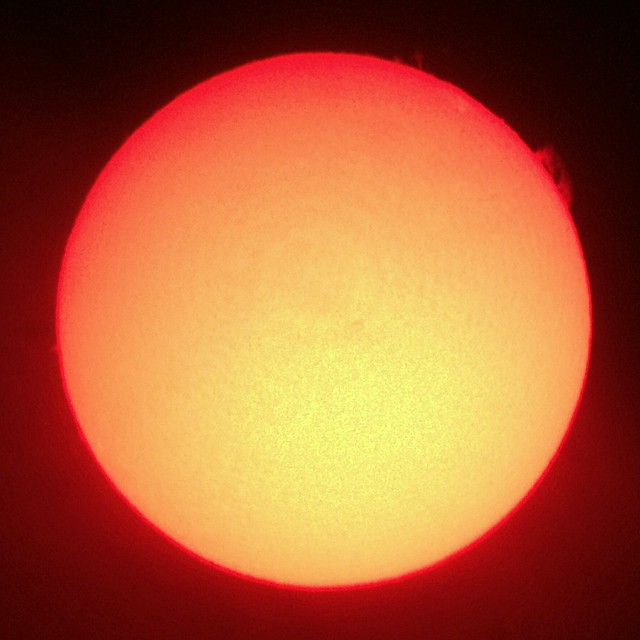 Sun & prominences in H-alpha, Sept. 19, 2014