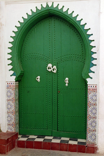 Green door in Asilah, Morocco