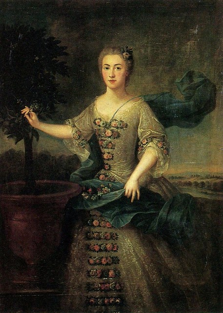 Entourage de Jean-Bapstiste Nattier (1678-1726) - Ritratto della Contessa de Villiers