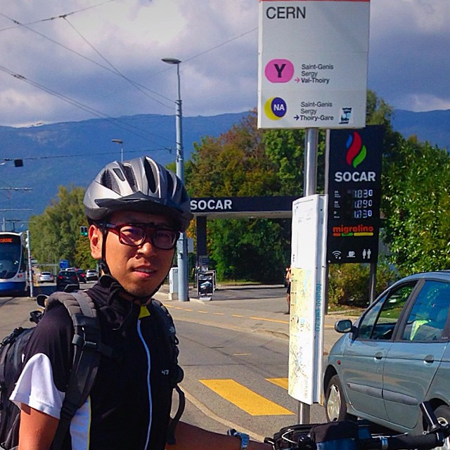 me and my bike arrive at #cern #geneva #switzerland #biketouring #europe