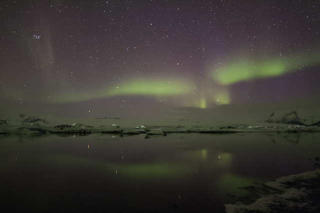 Aurore boreale Jokulsarlon Islande