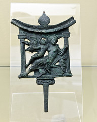 Bronze mirror-handle with relief decoration of Aphrodite and Eros