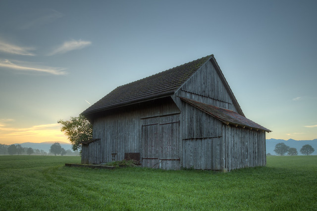 Old barn during twilight
