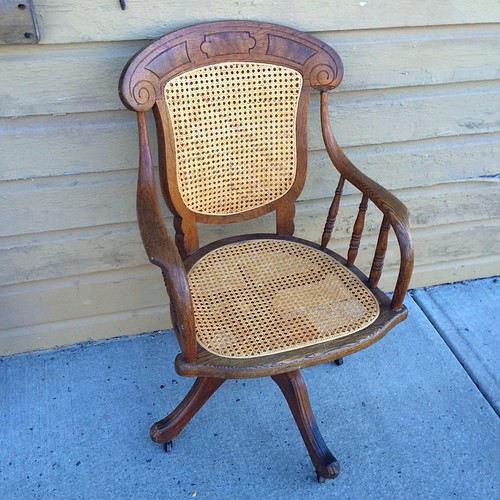Vintage Cane Oak Swivel Desk Chair 145.00. oakcanedesk