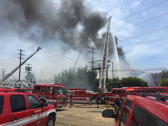 LAFD Battles Major Emergency Commercial Fire