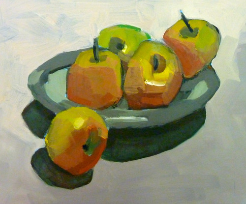 Vijf appels, 34 x 40 cm