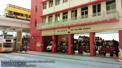 1:150 Diorama Model 『In the roaring traffic's boom』 (Junction of Wan Chai Fire Station & Canal Road Flyover, Hong Kong  | 『奔騰不息之鬧市』 香港微型藝術 情景模型 (灣仔消防局及堅拿道天橋交界處)