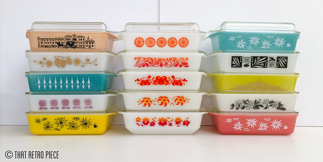 Here's some of my favourite Agee/Crown Pyrex oblong casseroles (aka space savers)...