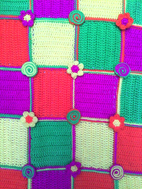 Detail of the crochet whirligig afghan