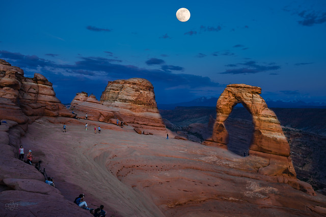 Twilight moon at Delicate Arch