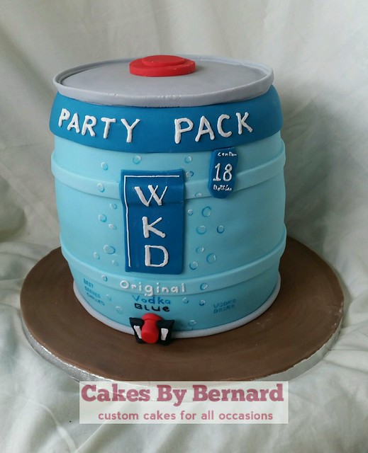 Blue WKD keg, 3 tier cake