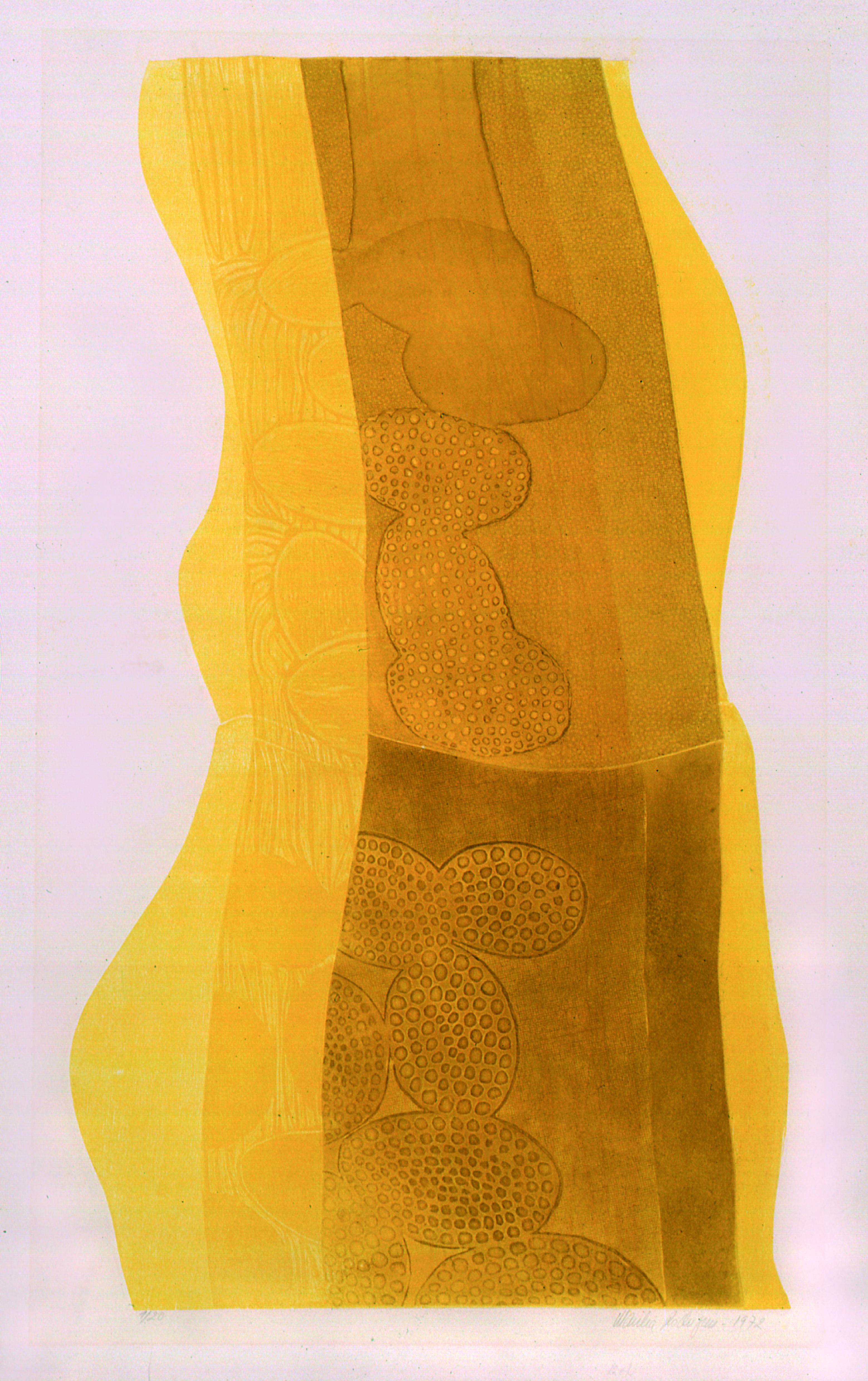 Abstrato Amarelo Autor: Marília Rodrigues Ano: 1972 Técnica: Calcografia. Água-tinta e Água-forte Dimensão: 77cm x 46cm