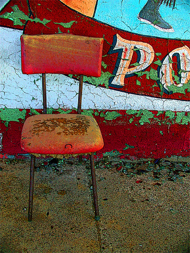 red chair waiting, dreams of yesterday