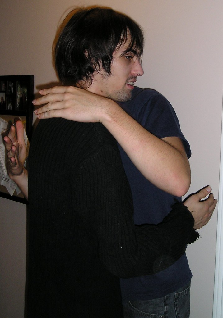 Mosier and Fred hug