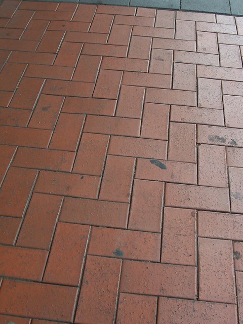 tiled pavement of wollongong mall bus stop