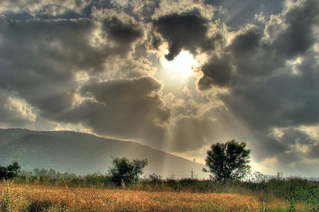 sun behind the clouds, Haifa, Israel